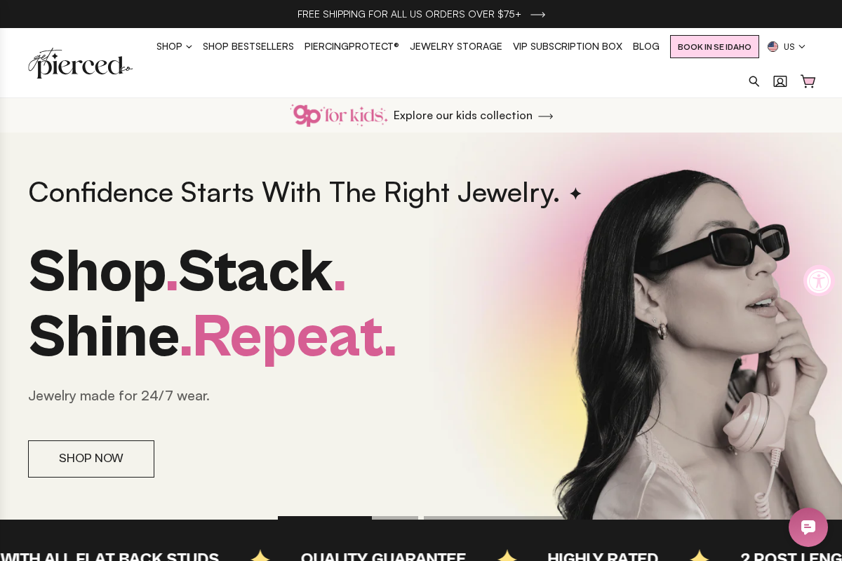 Get Pierced Co. homepage screenshot