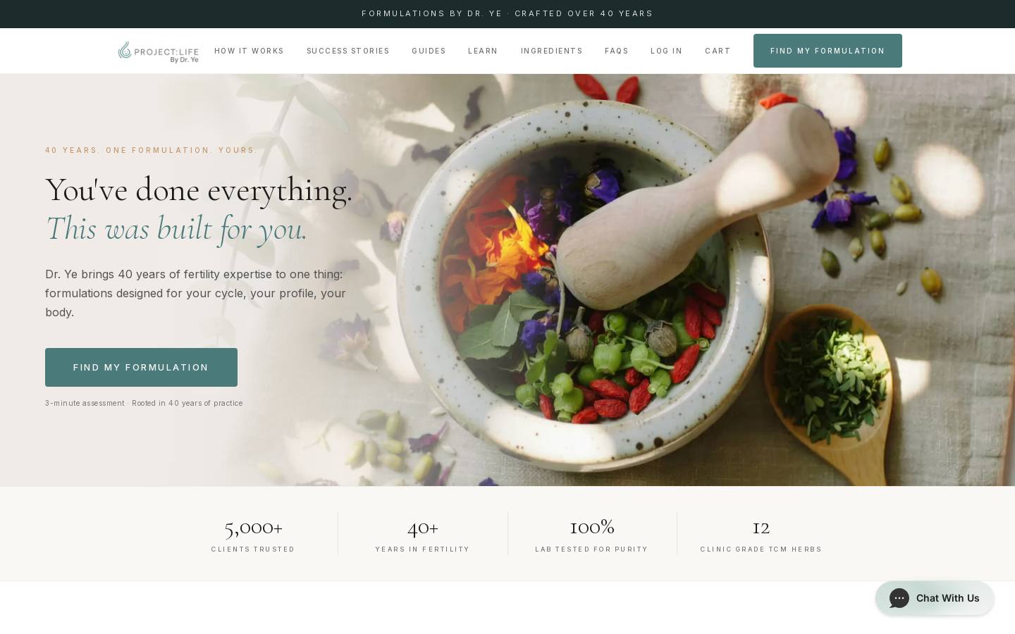 getprojectlife.com homepage screenshot