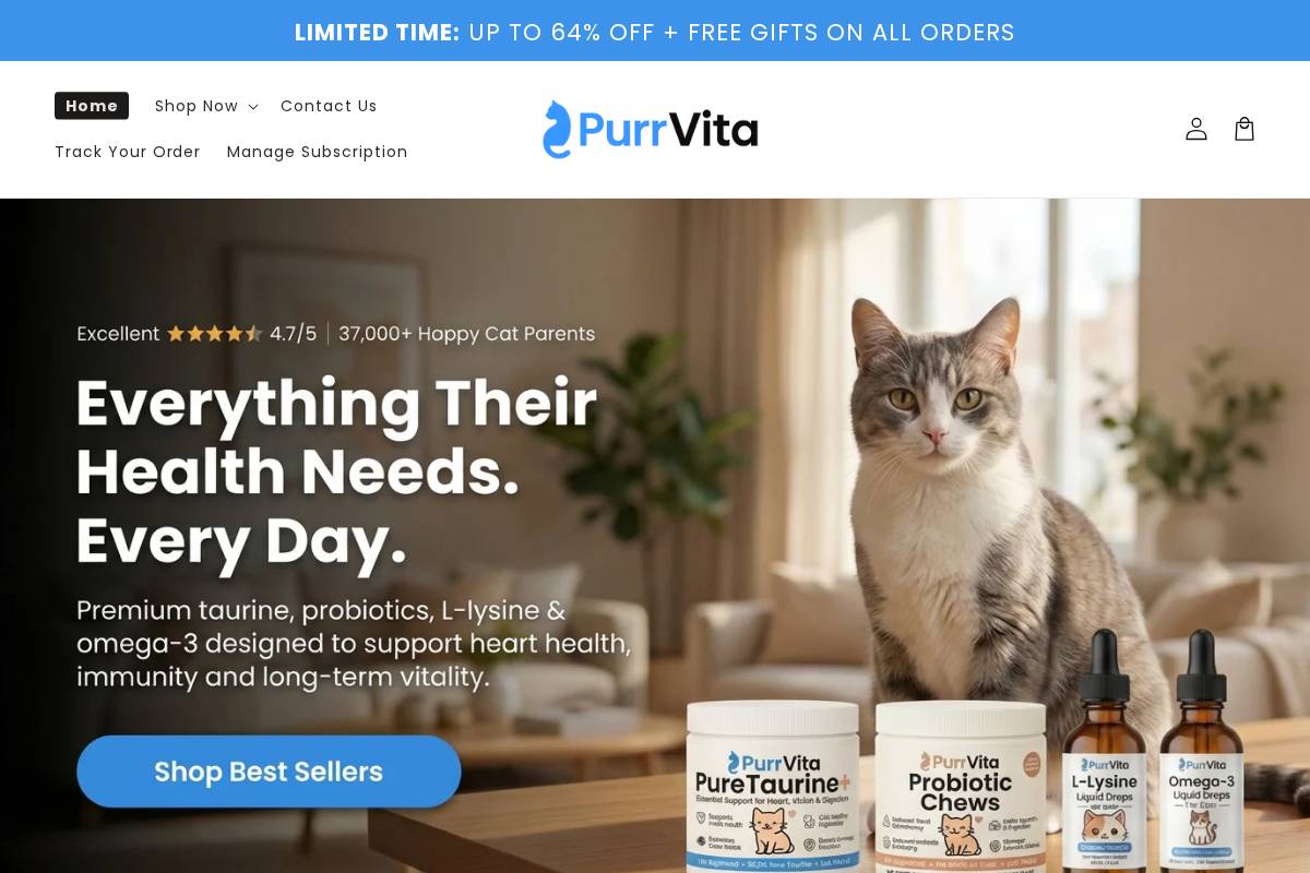 Getpurrvita homepage screenshot