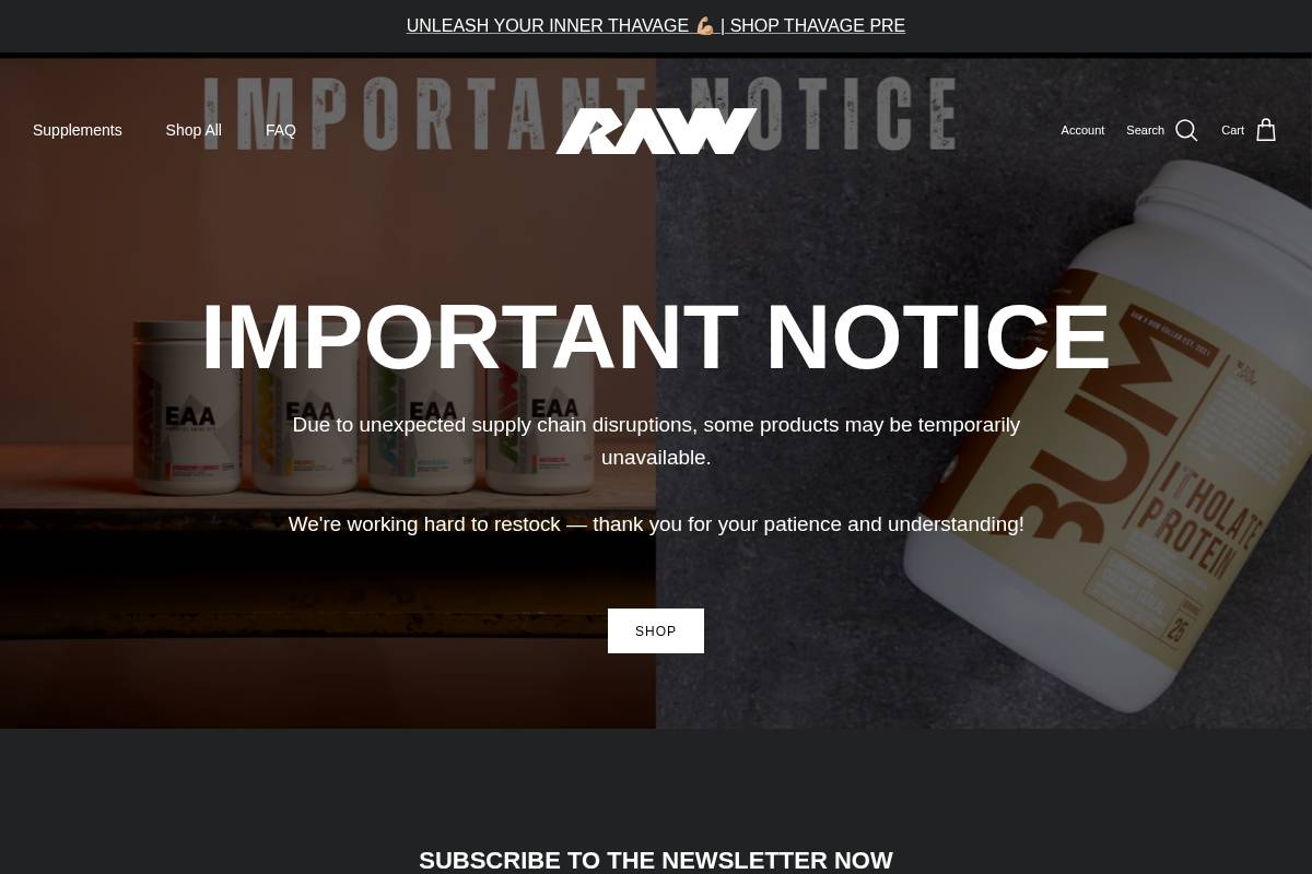 getrawnutrition.com homepage screenshot