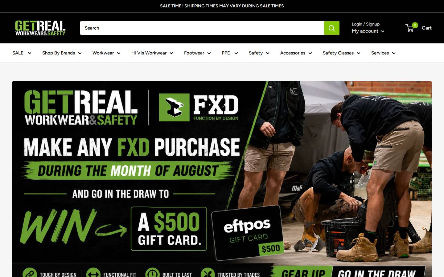 getrealworkwear.com.au homepage screenshot