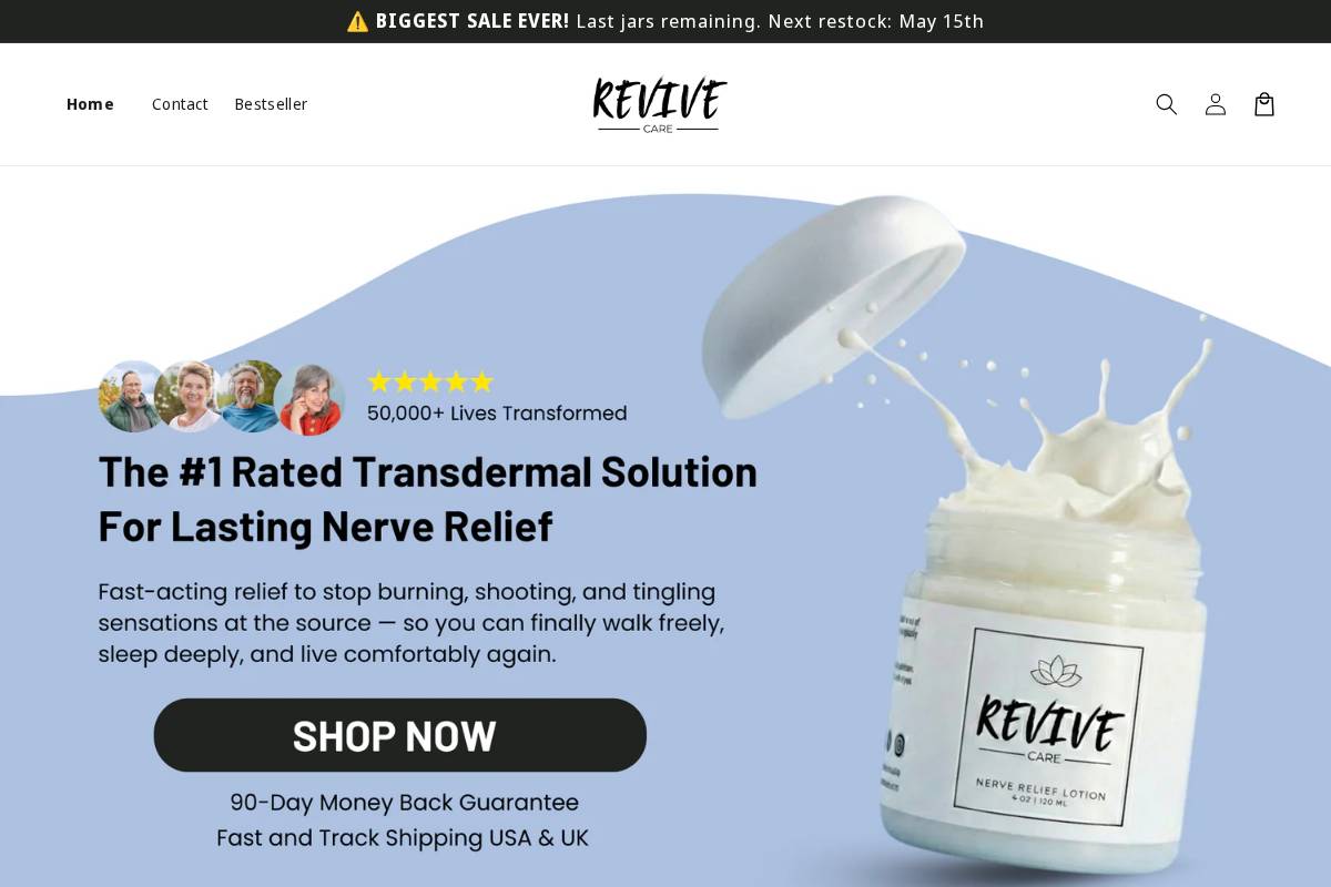 Getrevivecare homepage screenshot