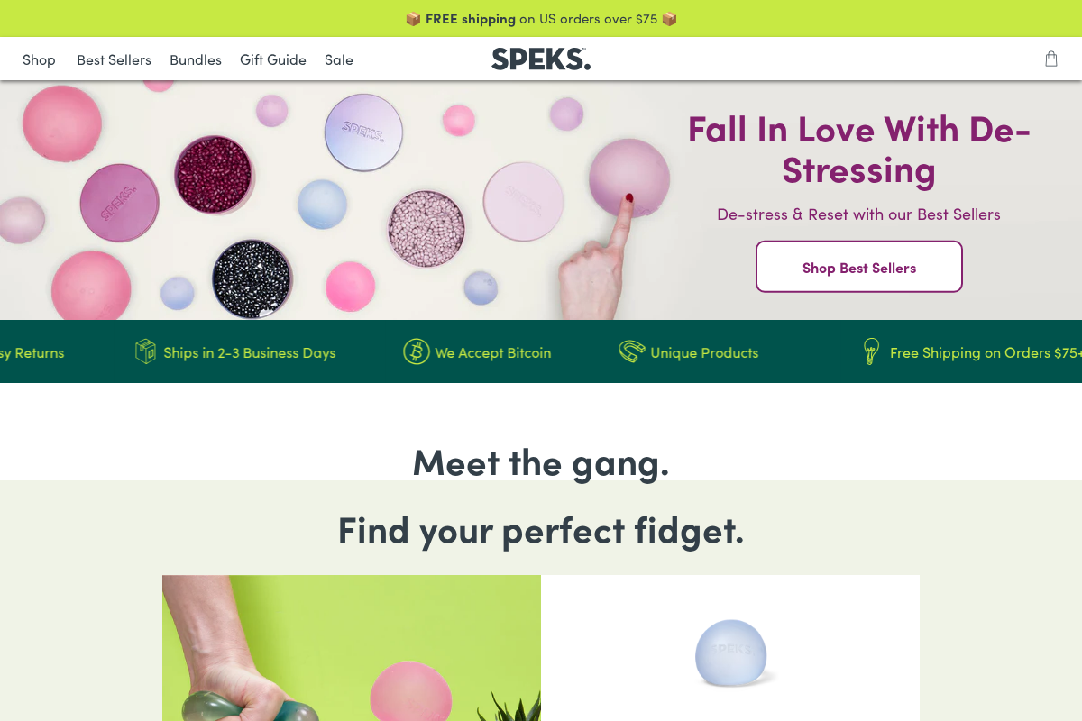 Speks homepage screenshot