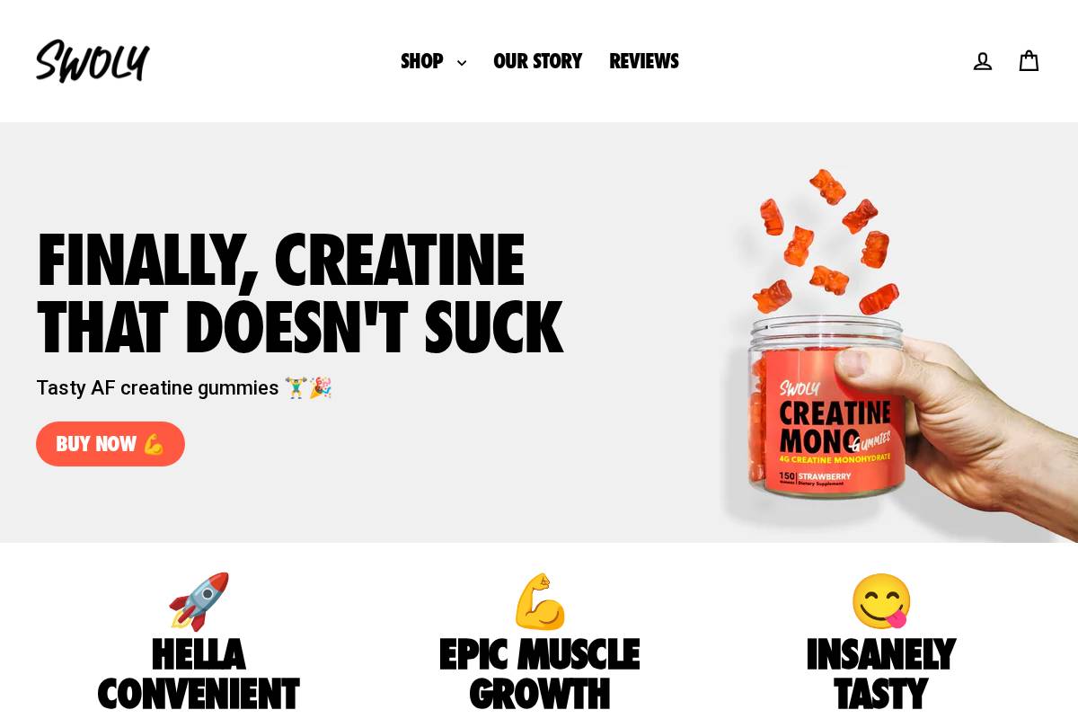 SWOLY homepage screenshot