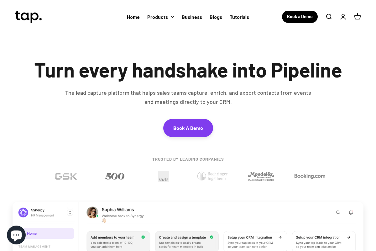Tap-Digital Business Card homepage screenshot