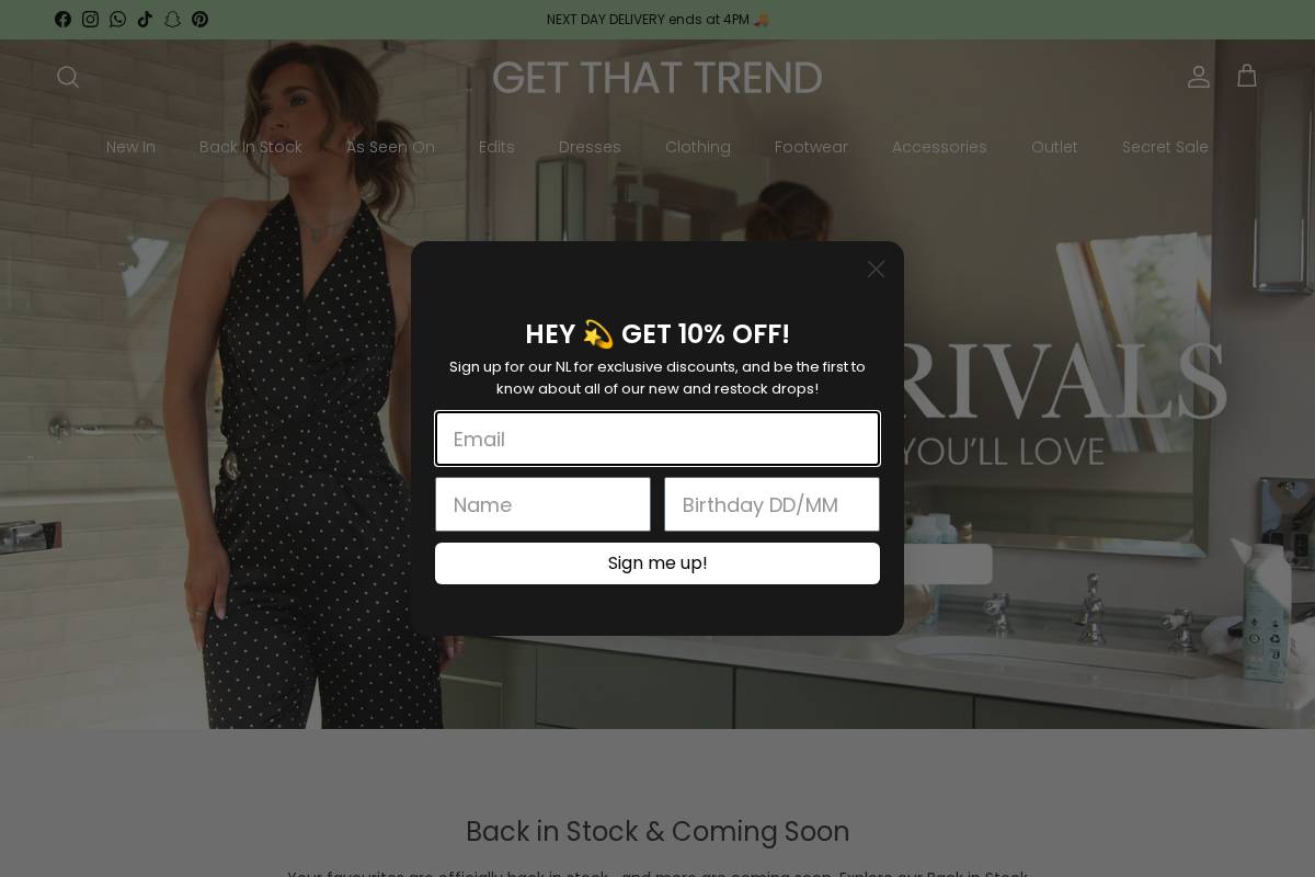 Get That Trend homepage screenshot