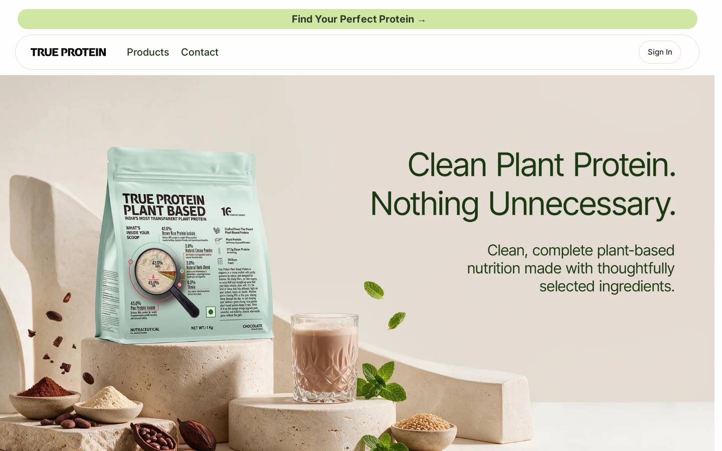 gettrueprotein.com homepage screenshot