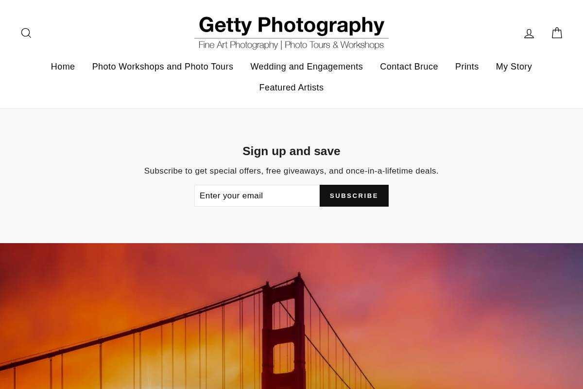 gettyphotography.com homepage screenshot