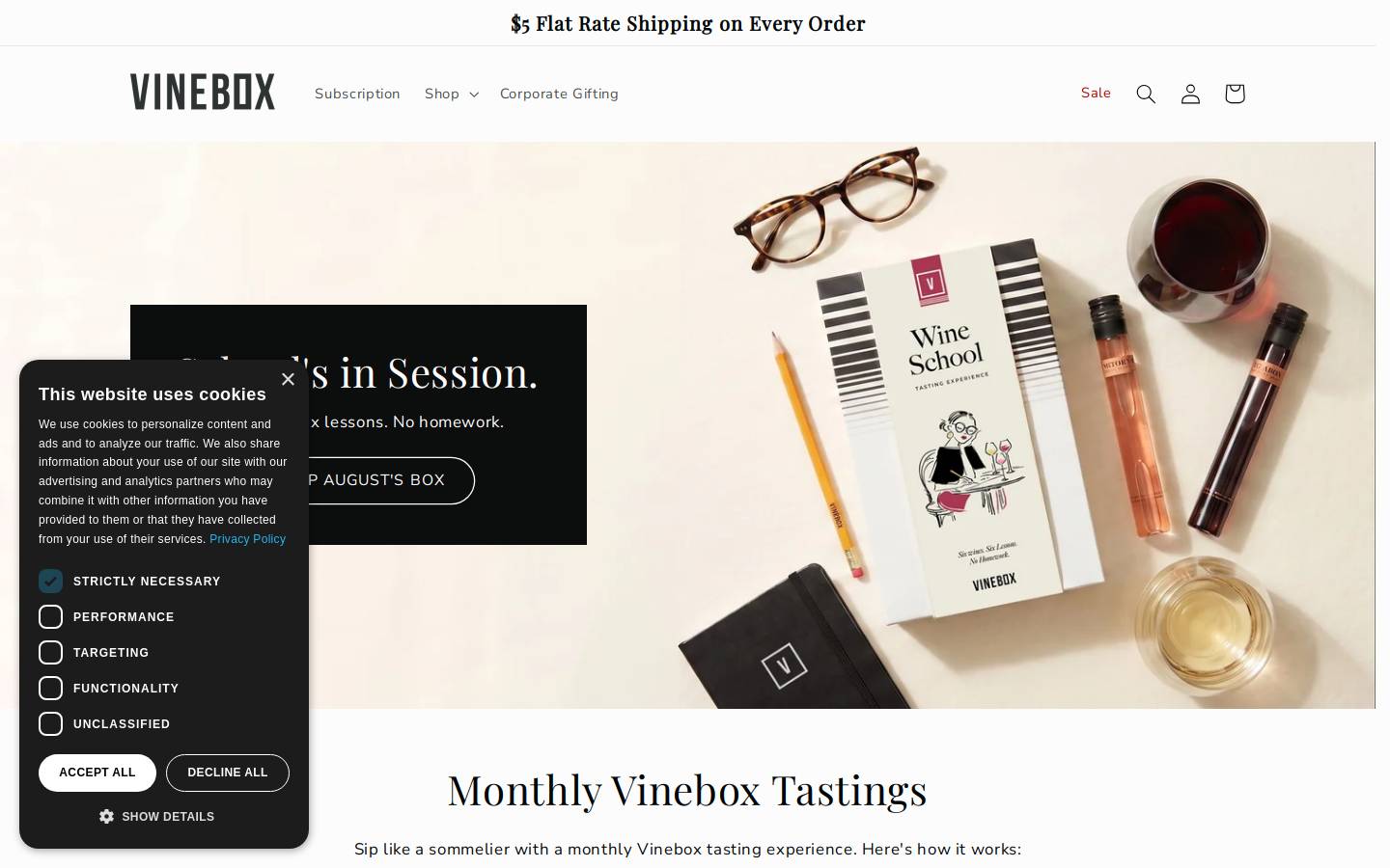 VINEBOX homepage screenshot