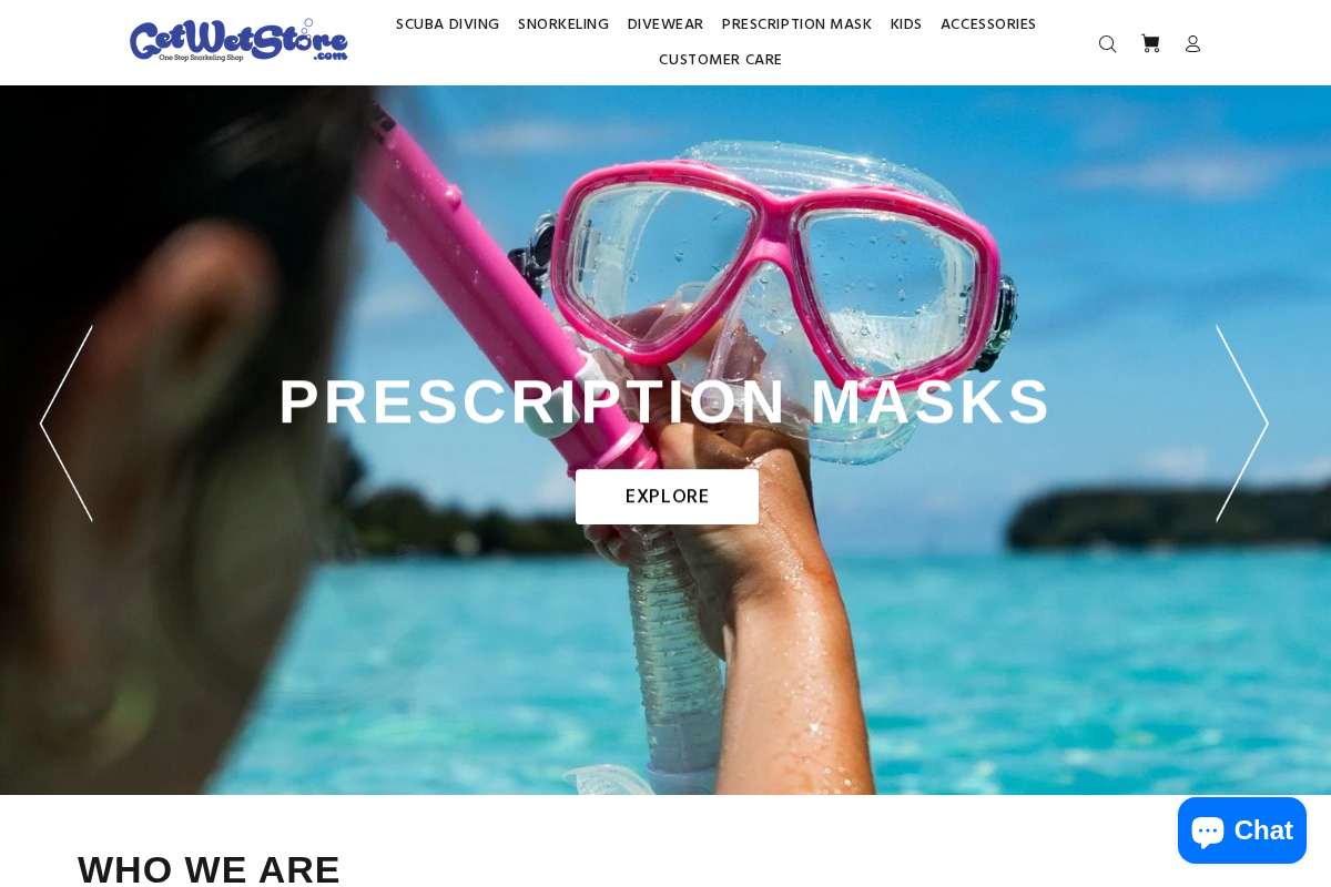 GetWetStore homepage screenshot