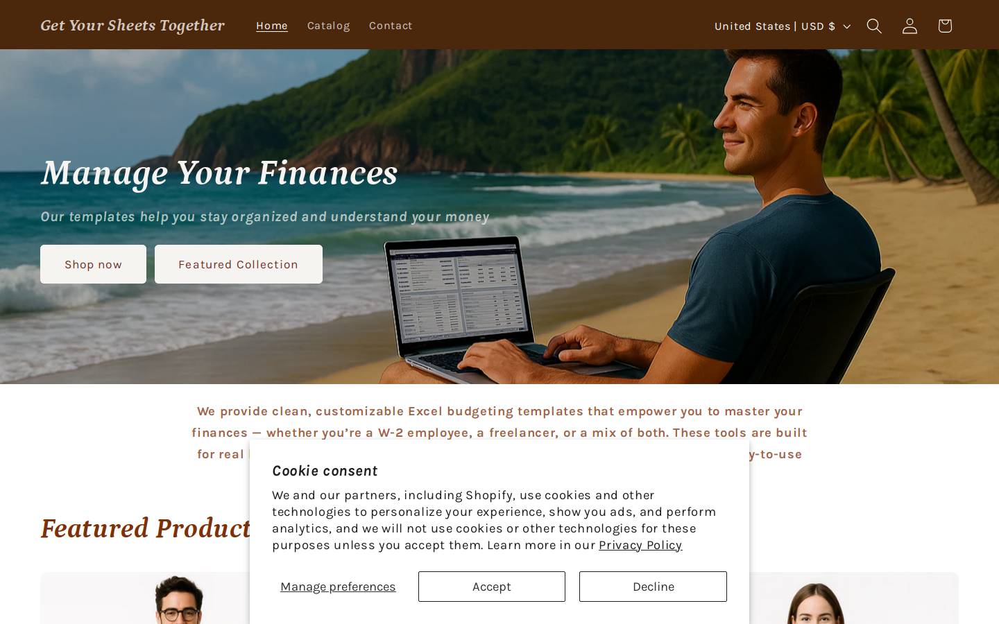 getyoursheetstogether.com homepage screenshot