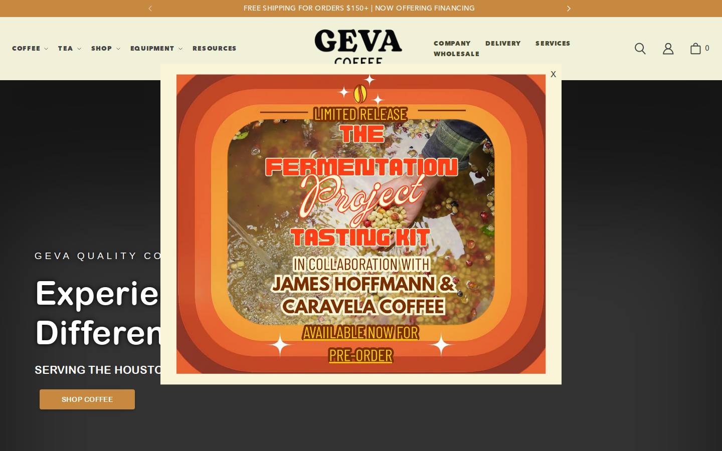 gevacoffee.com homepage screenshot