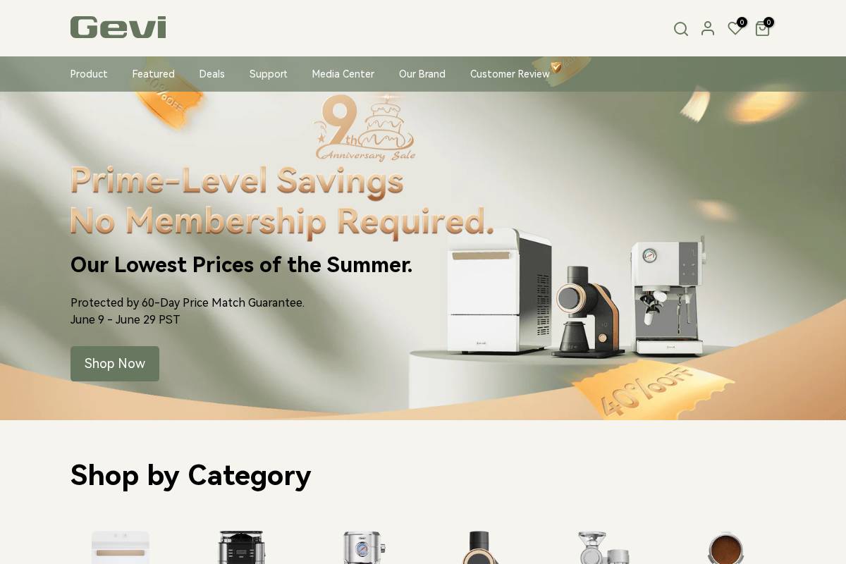 Gevi homepage screenshot