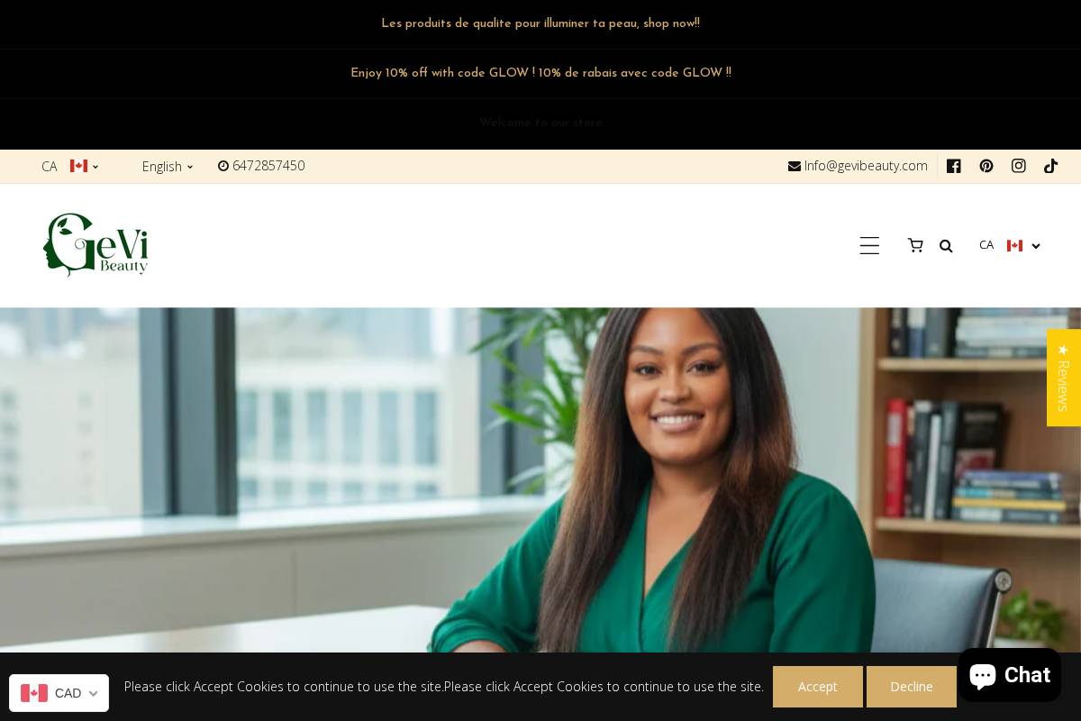 gevibeauty.com homepage screenshot