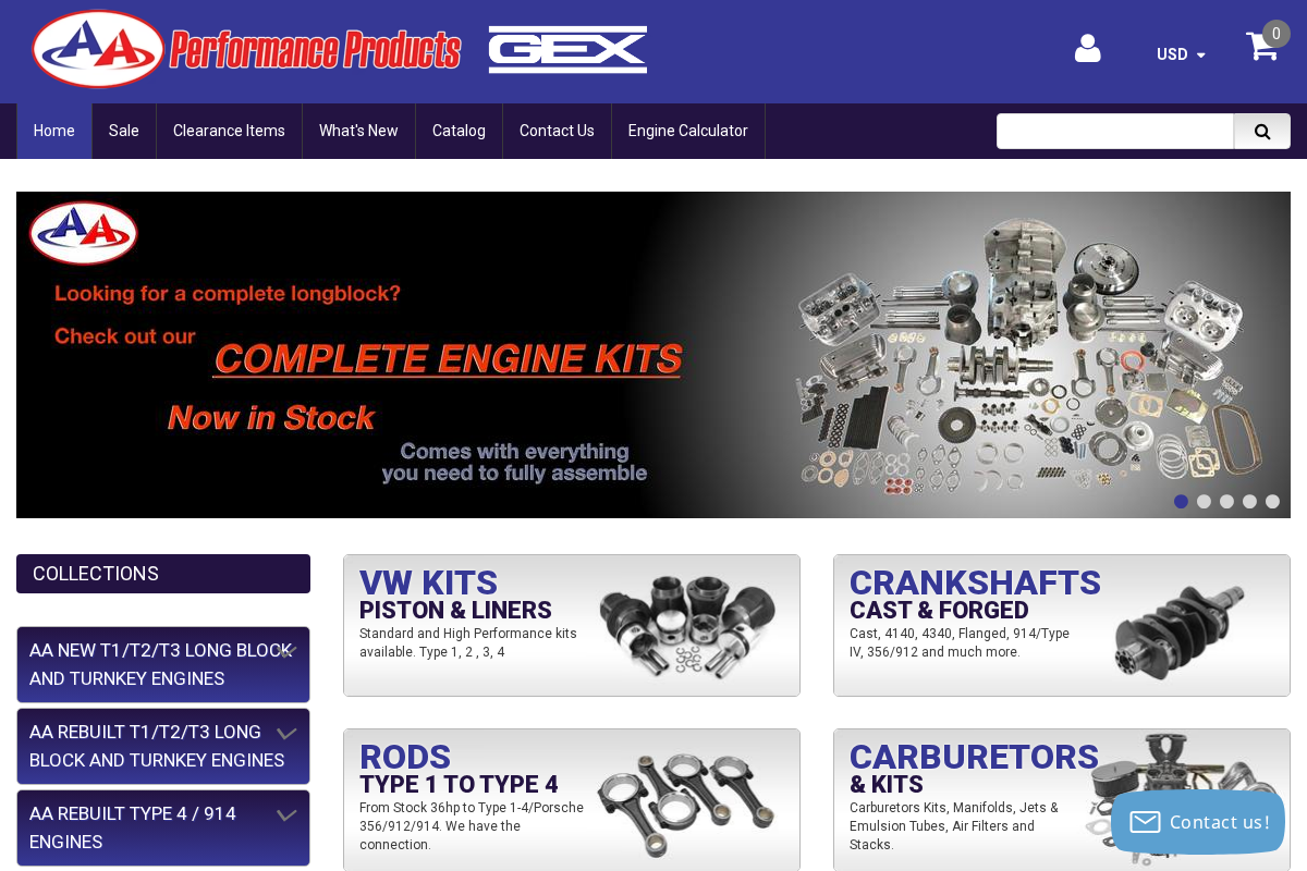 AA Performance Products homepage screenshot