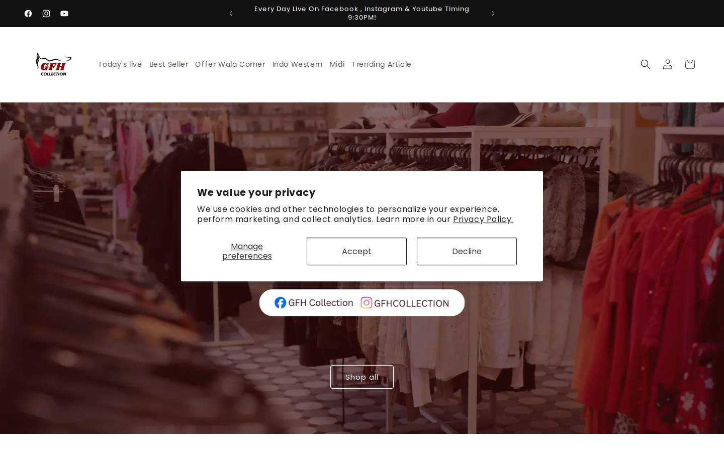 gfhcollections.com homepage screenshot