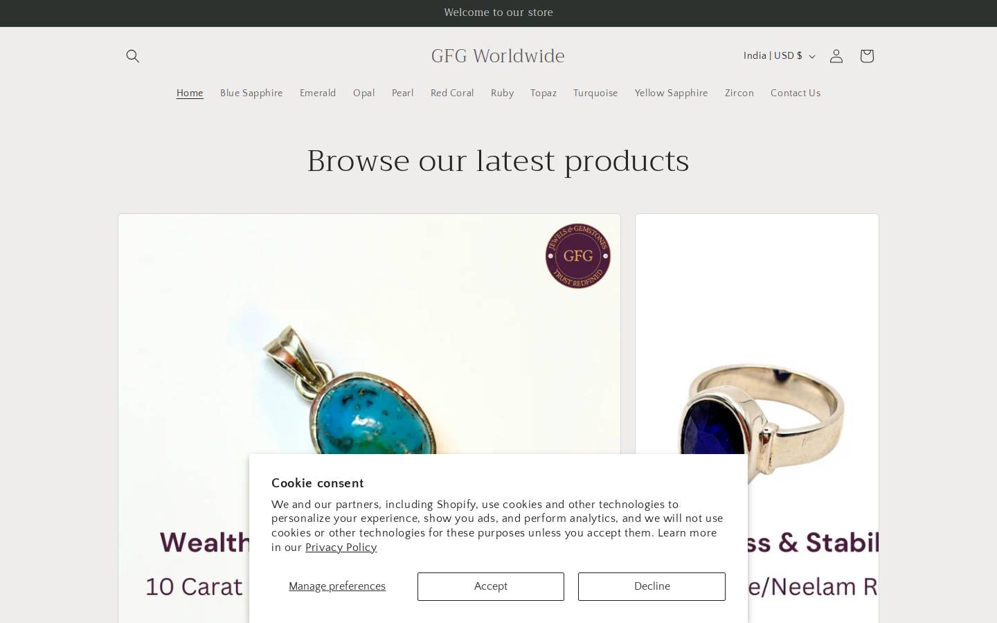 gforgemstones.com homepage screenshot