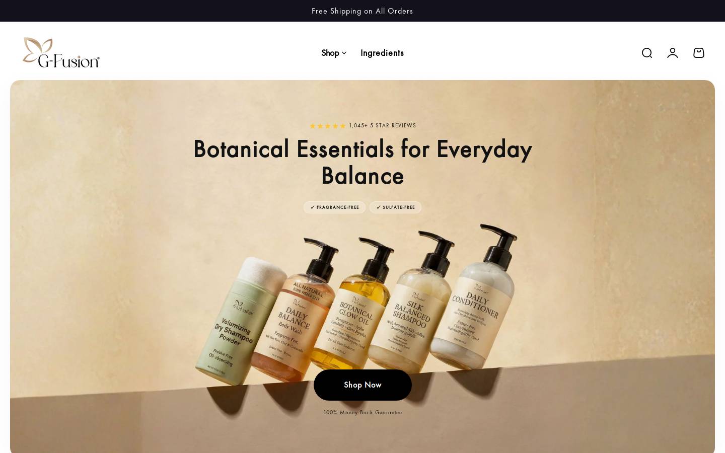 gfusionbeauty.com homepage screenshot