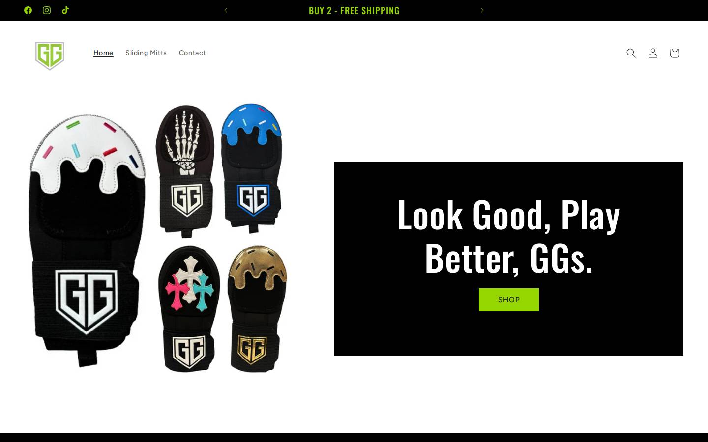 ggsportsgear.com homepage screenshot