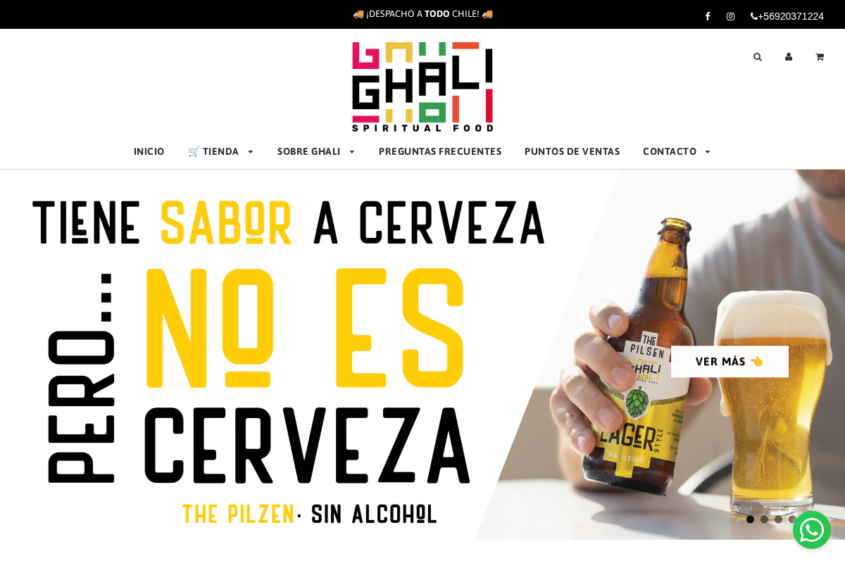 Ghali Kombucha homepage screenshot