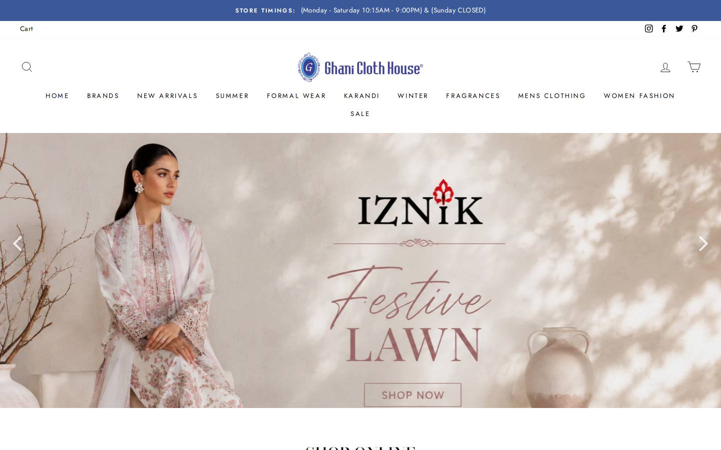 ghaniclothhouse.com homepage screenshot