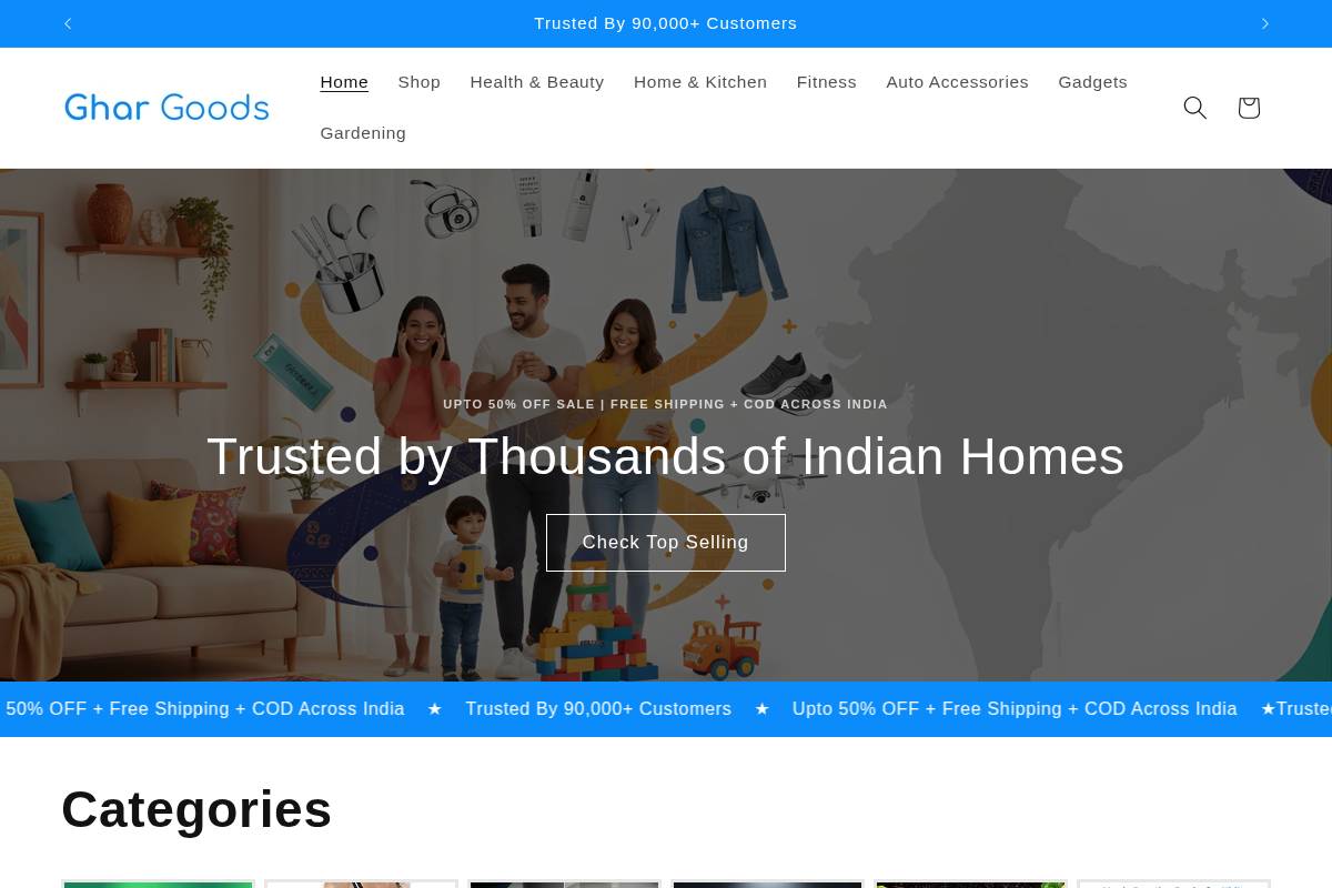 Ghargoods homepage screenshot