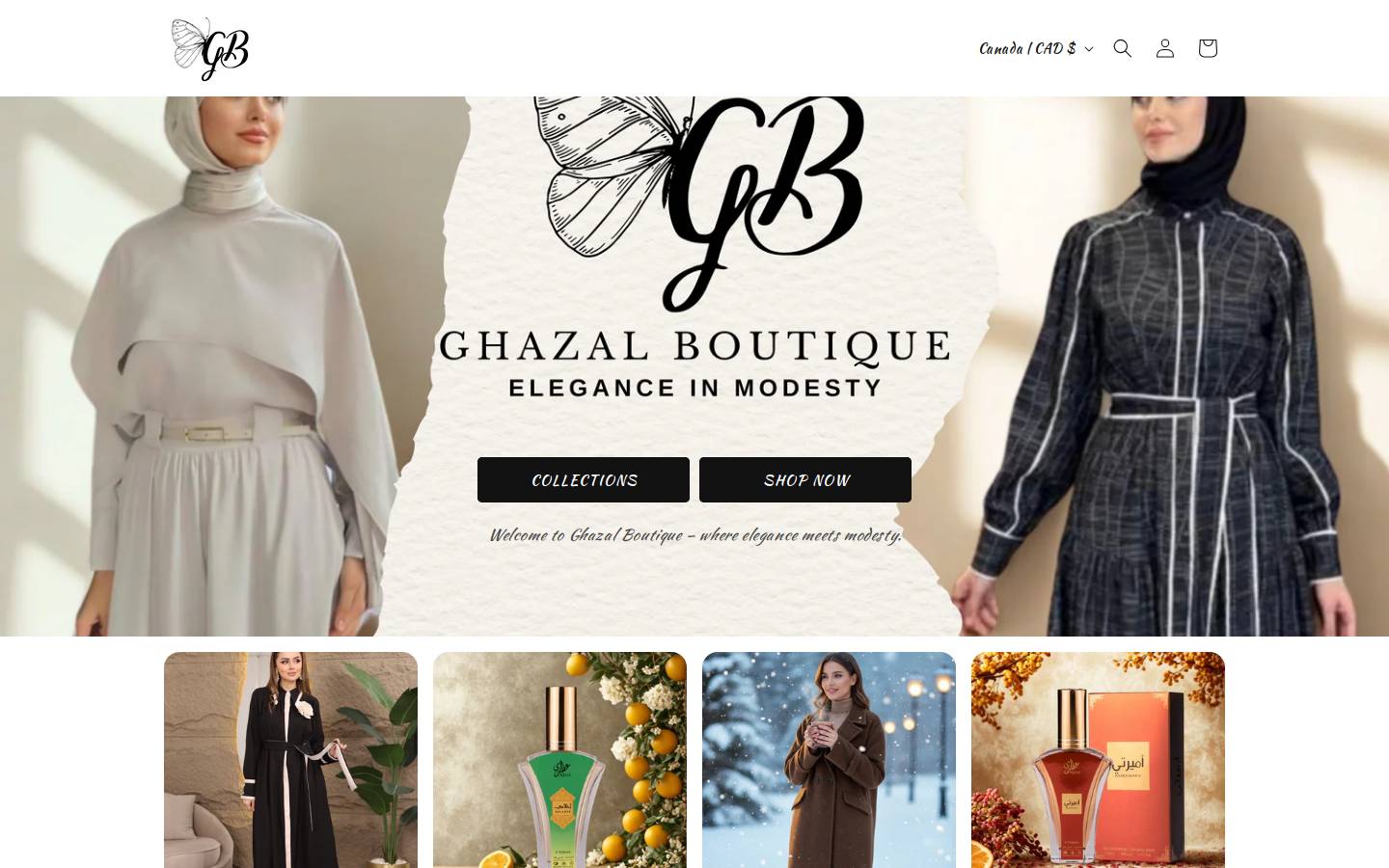 ghazalboutique.ca homepage screenshot
