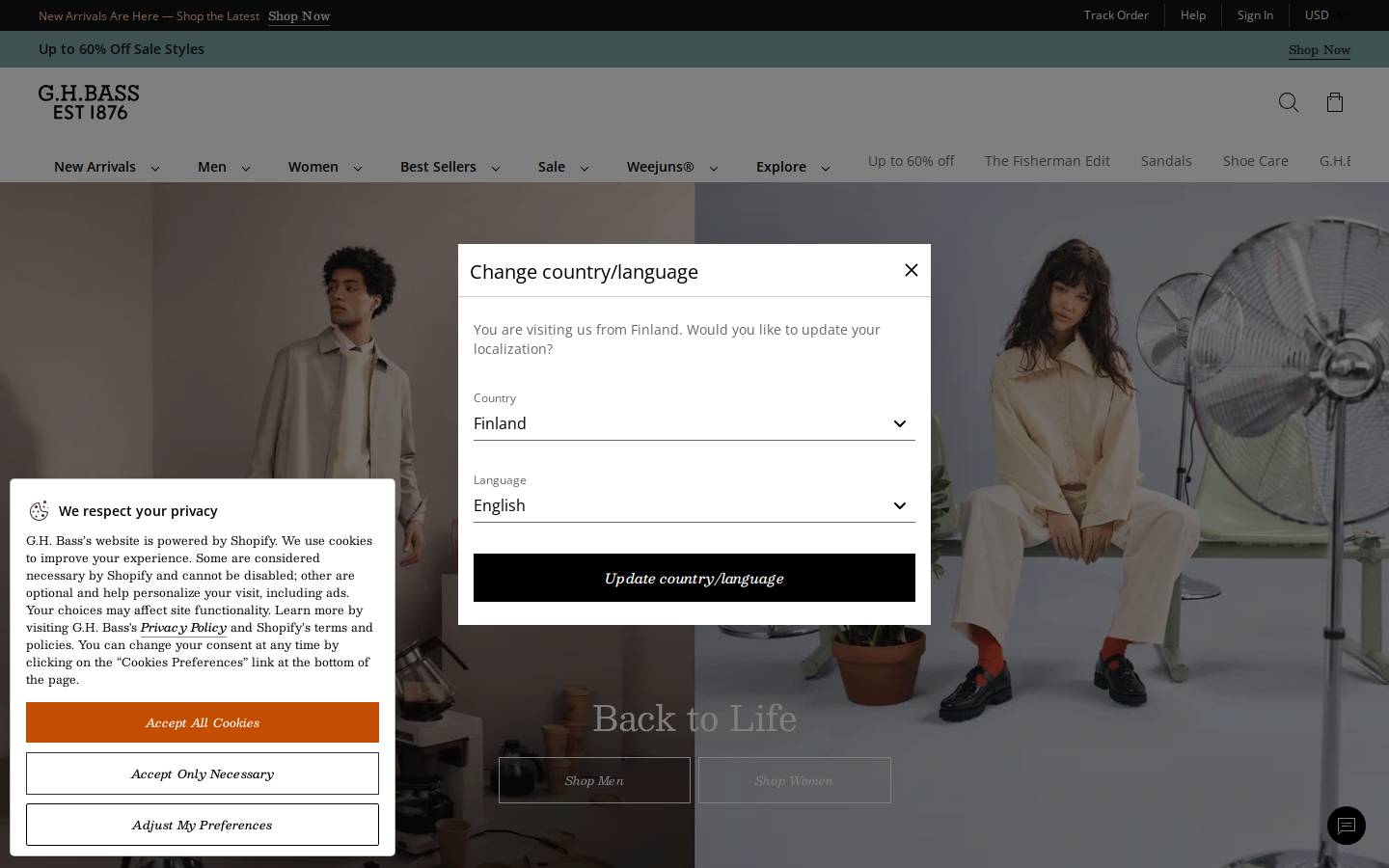 G.H. Bass & Co. homepage screenshot