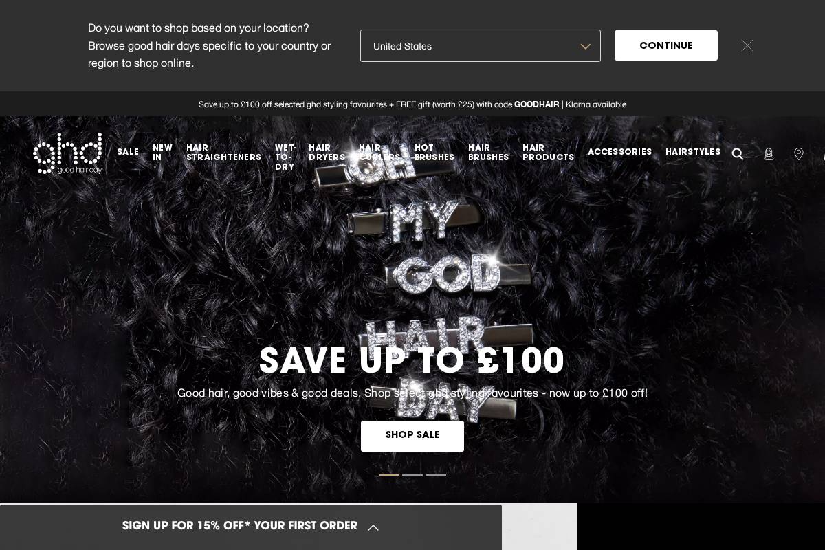 ghdhair.com homepage screenshot