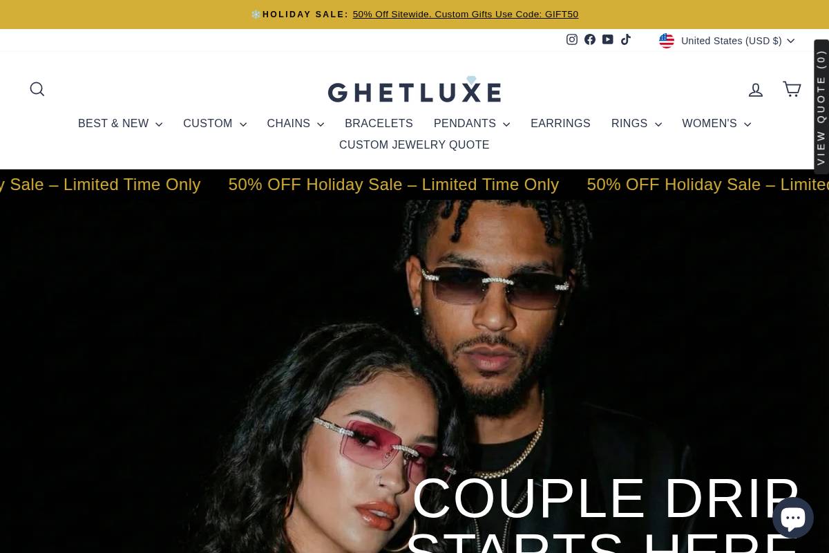 Ghetluxe homepage screenshot