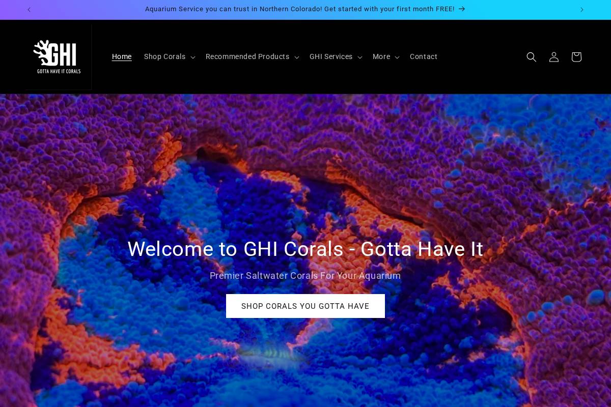 ghicorals.com homepage screenshot