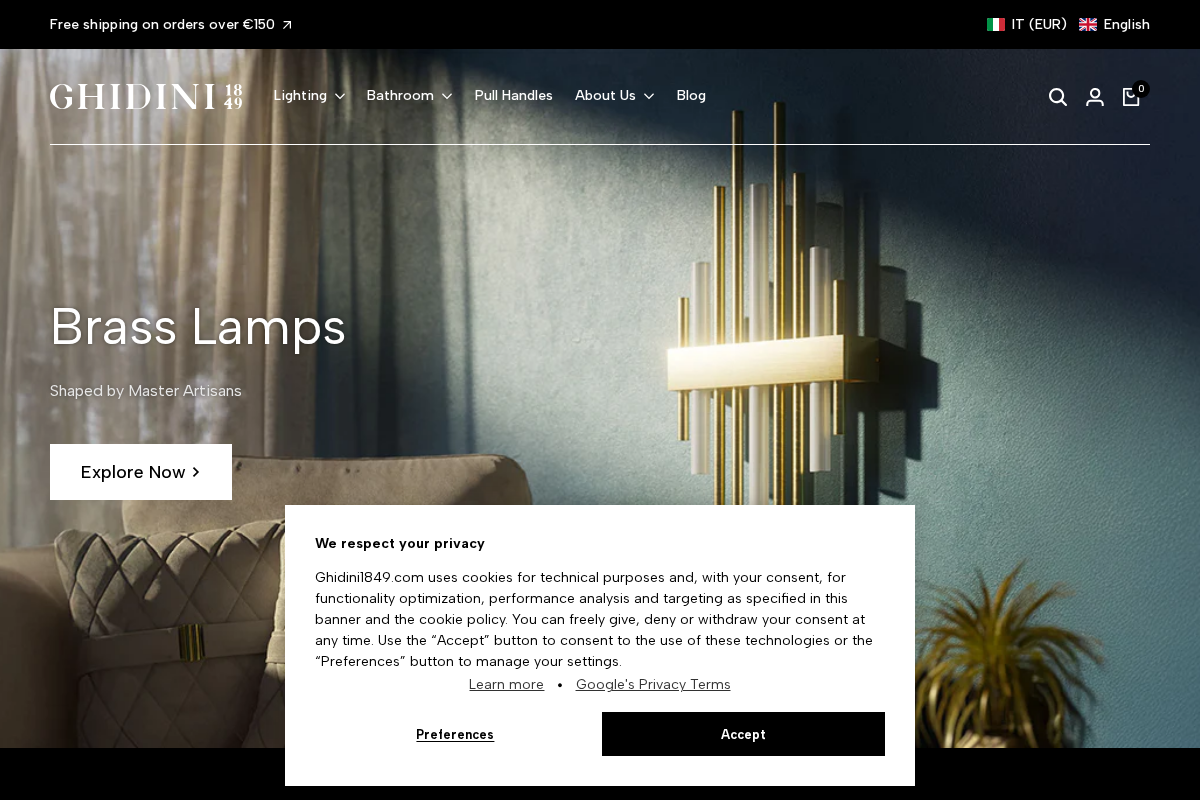 Ghidini 1849 homepage screenshot