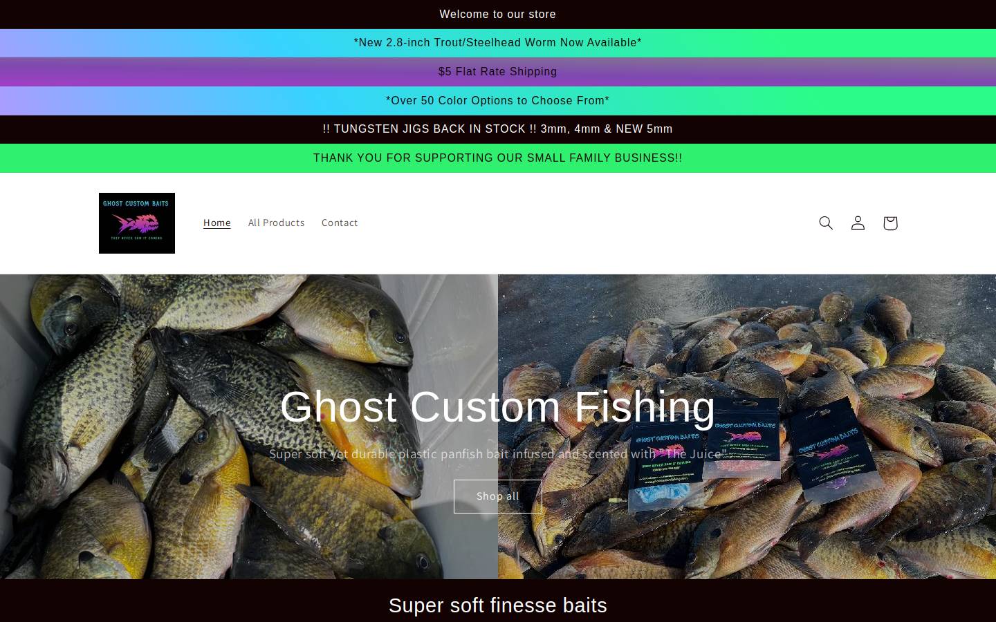 ghostcustomfishing.com homepage screenshot