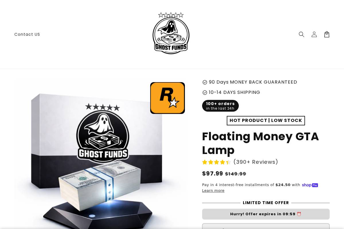 Ghostfunds homepage screenshot