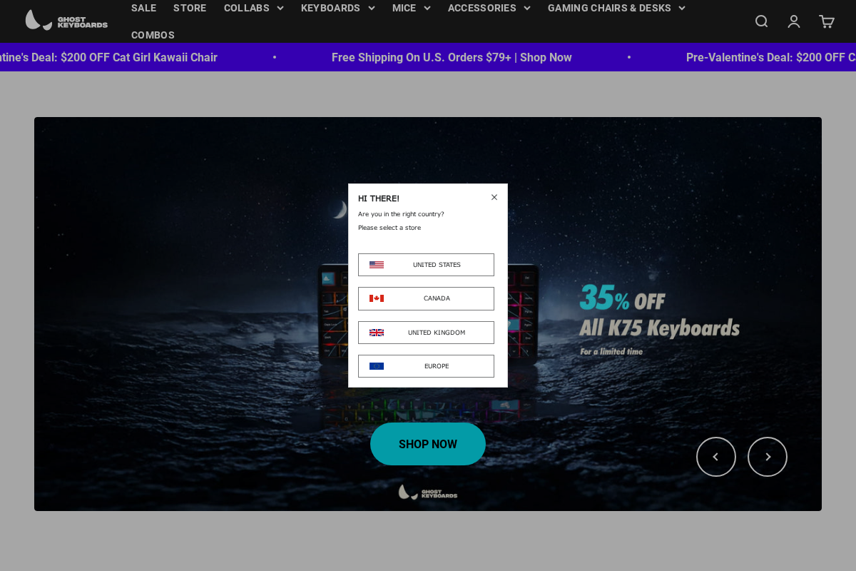 Ghost Keyboards homepage screenshot