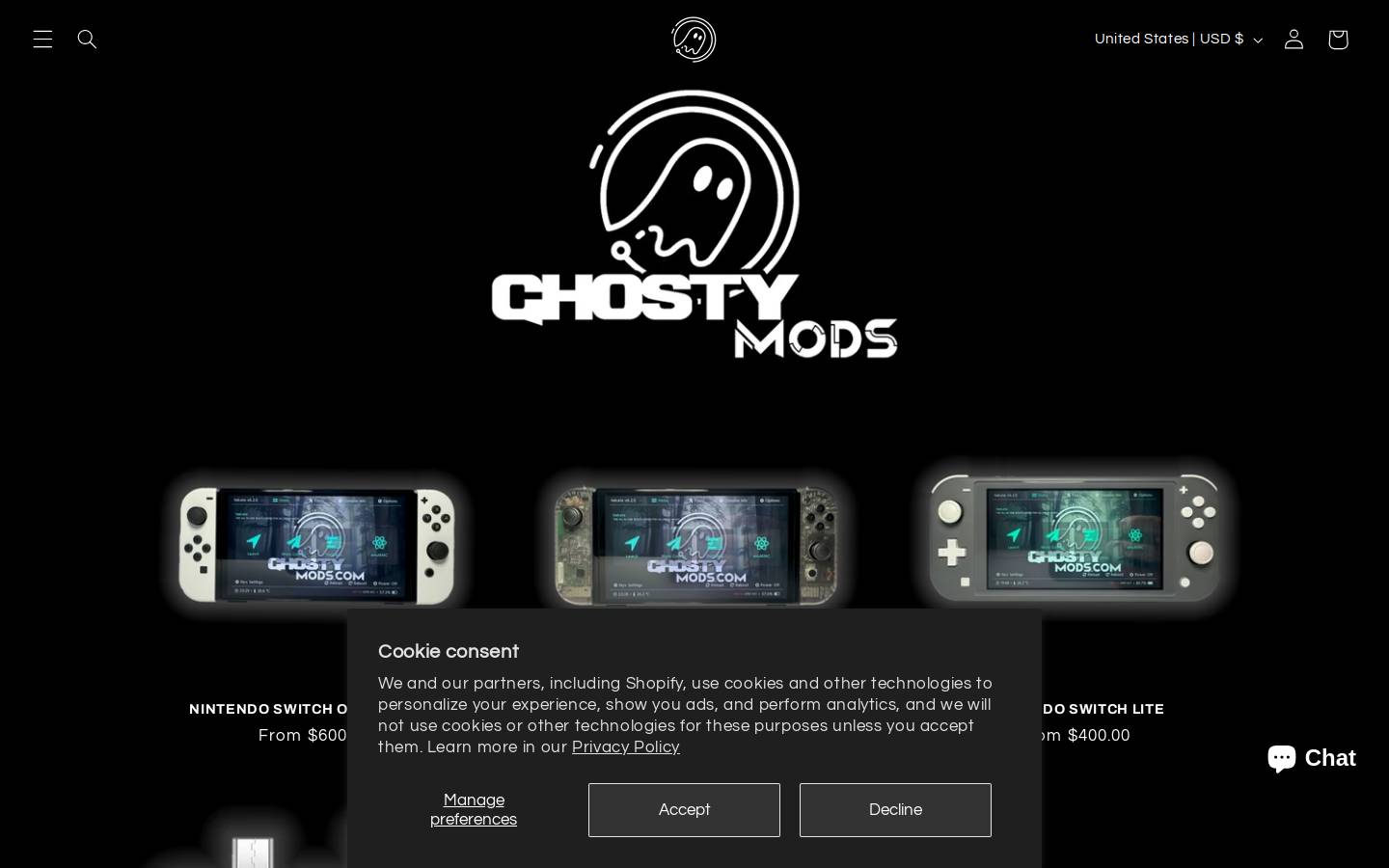 ghostymods.com homepage screenshot