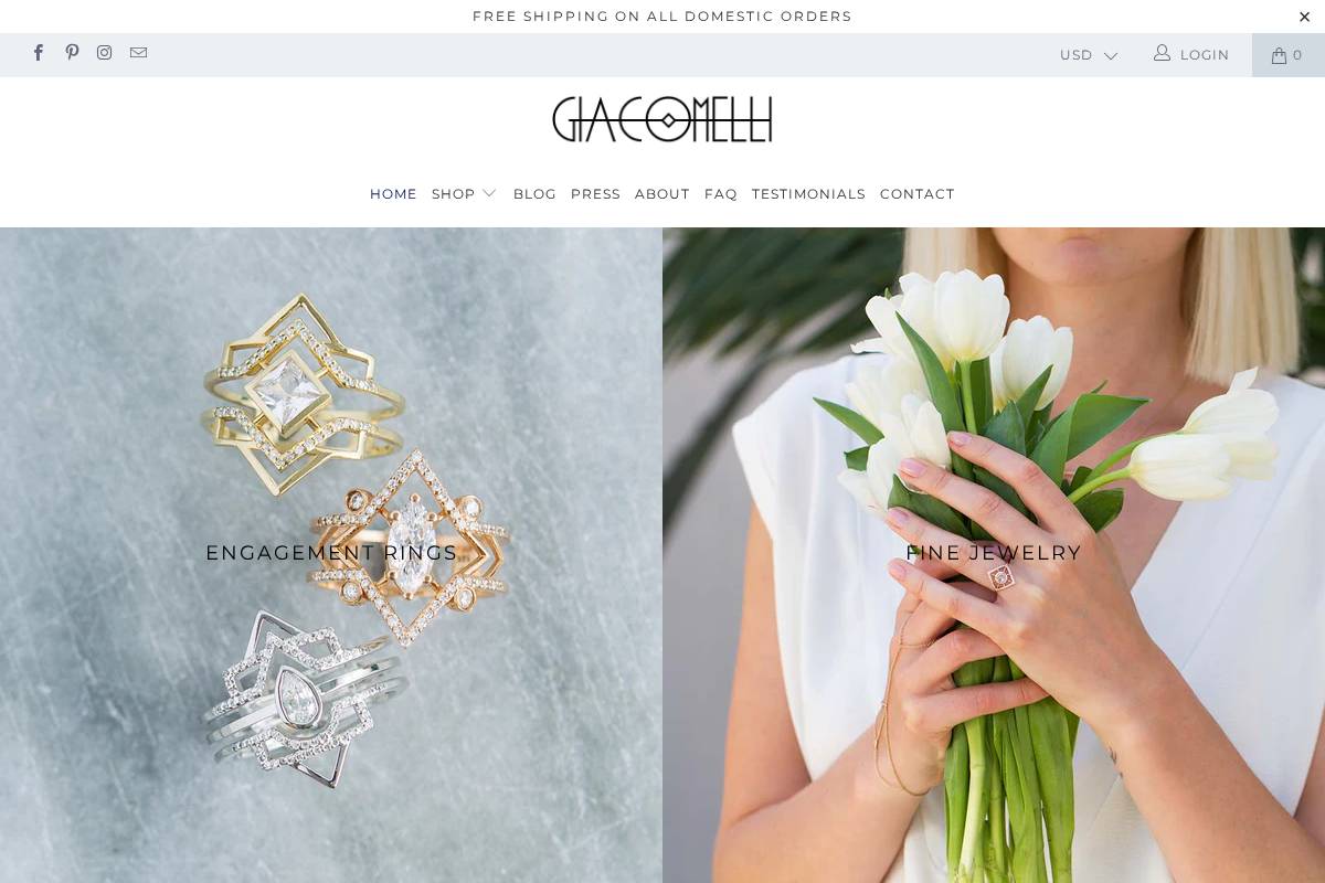 giacomellijewelry.com homepage screenshot