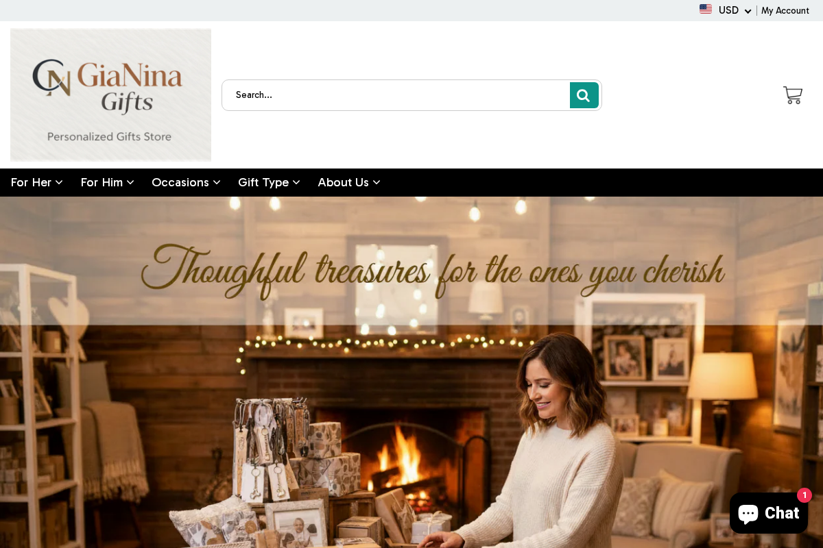 gianinagifts.com homepage screenshot