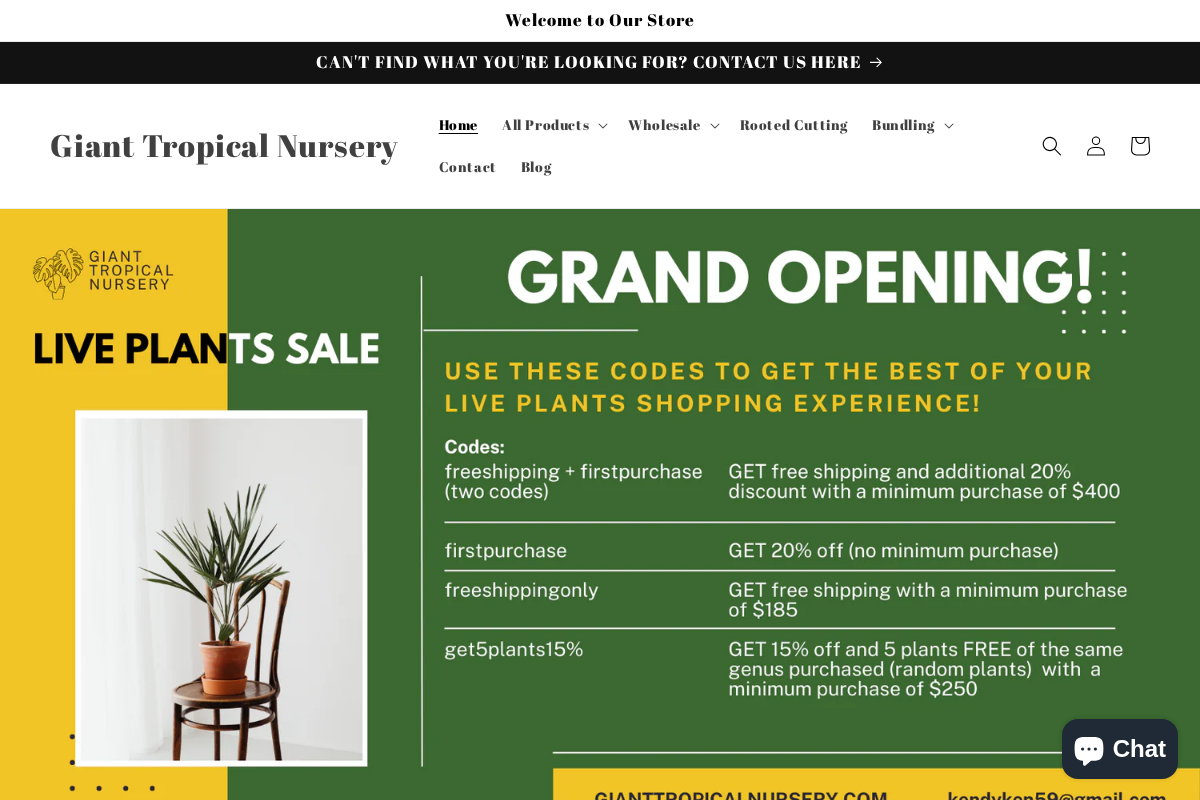 gianttropicalnursery.com homepage screenshot
