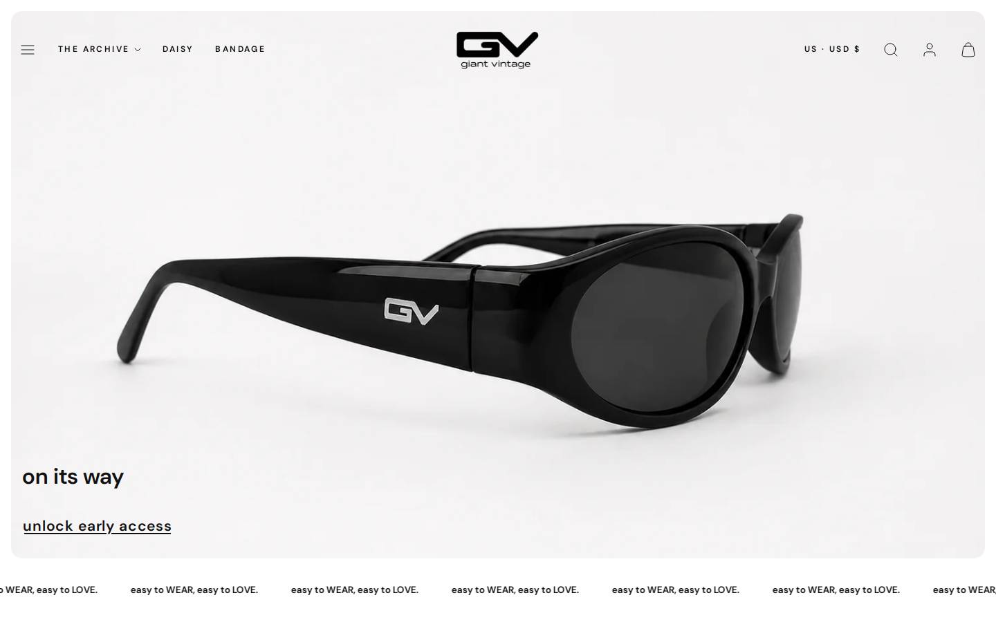 Giant Vintage Sunglasses homepage screenshot