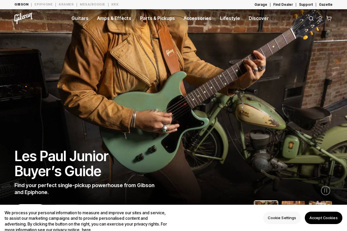 Gibson homepage screenshot