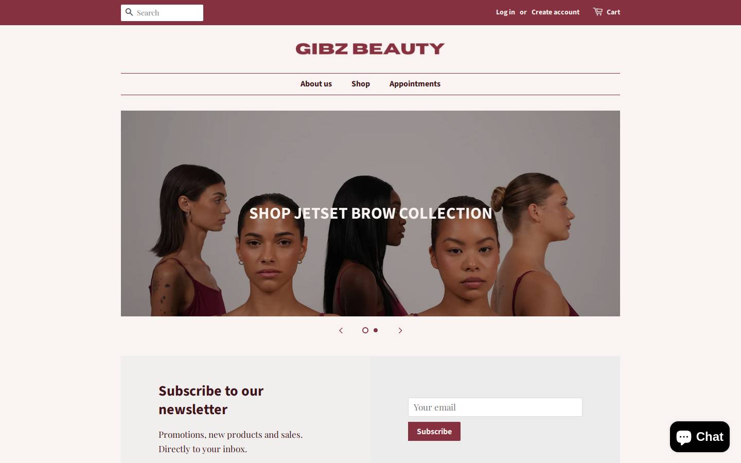 gibzbeauty.com homepage screenshot