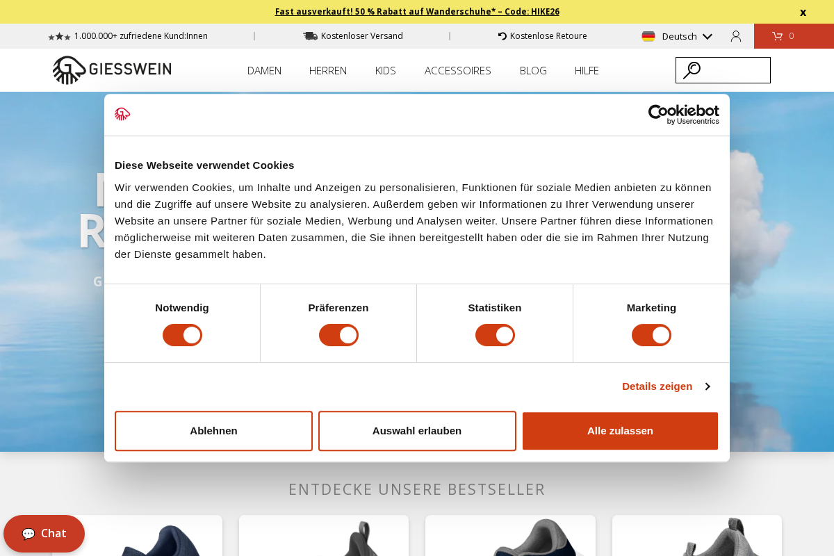 Giesswein homepage screenshot