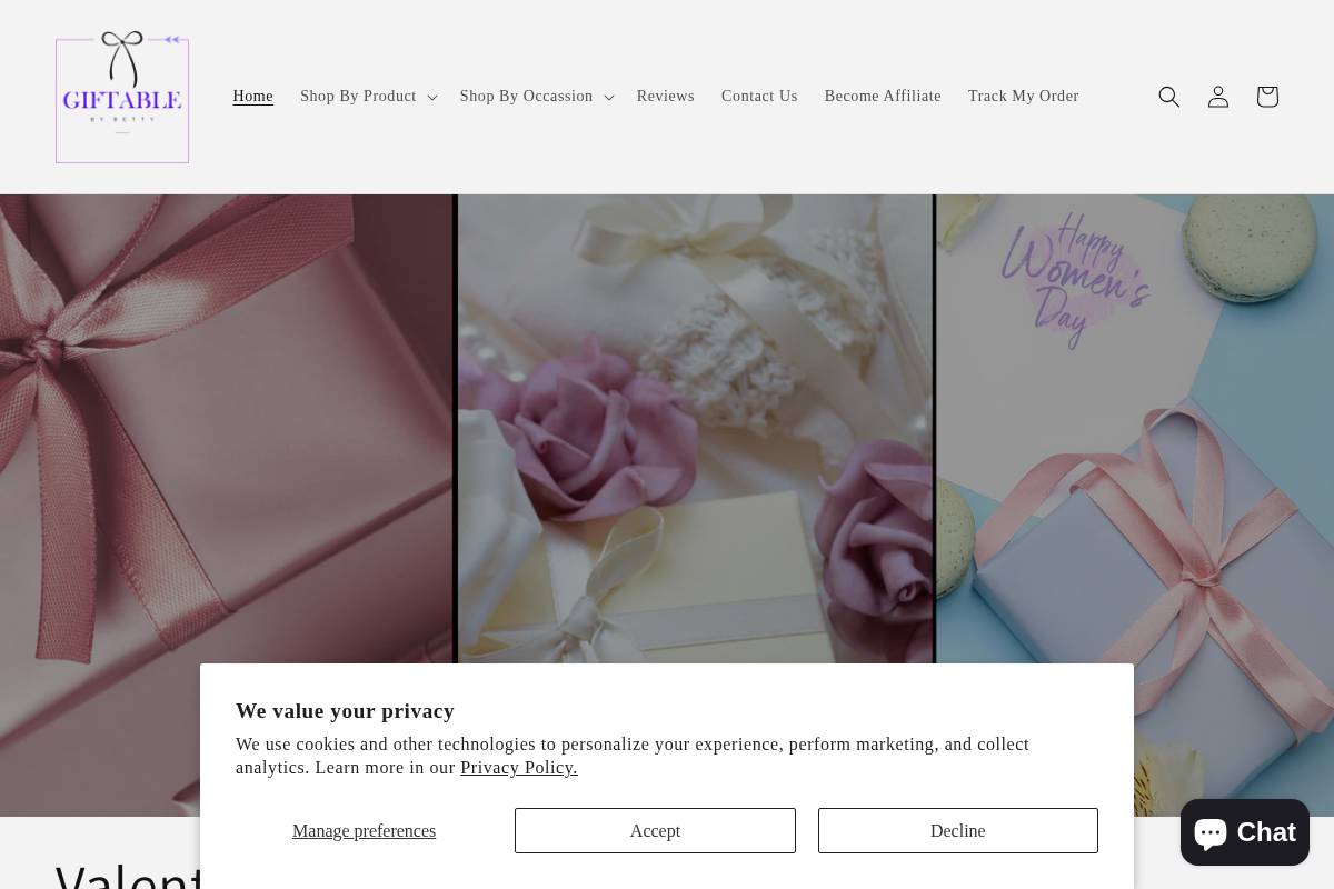 giftablebybetty.com homepage screenshot