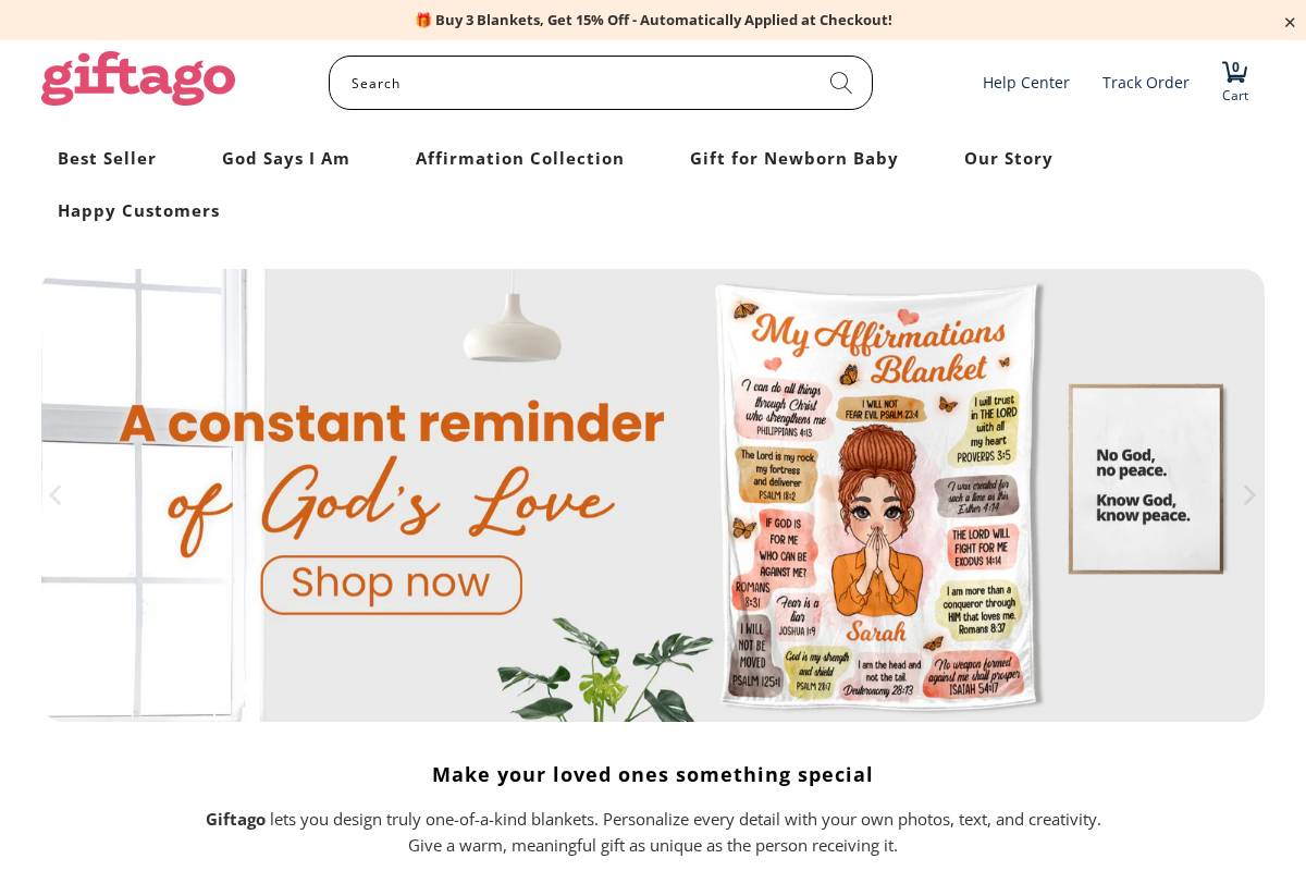 Giftago homepage screenshot