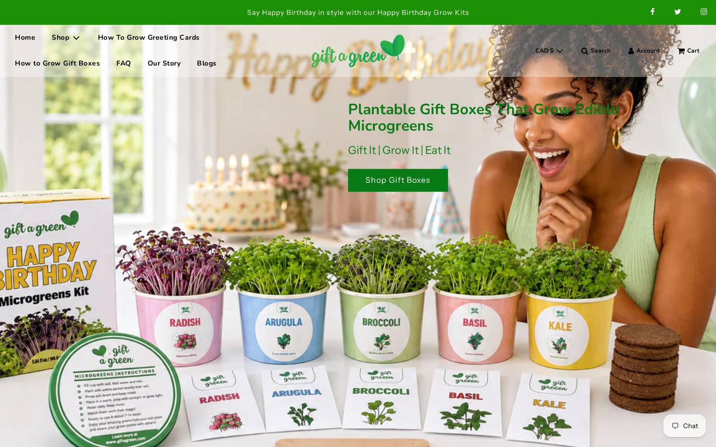 giftagreen.ca homepage screenshot