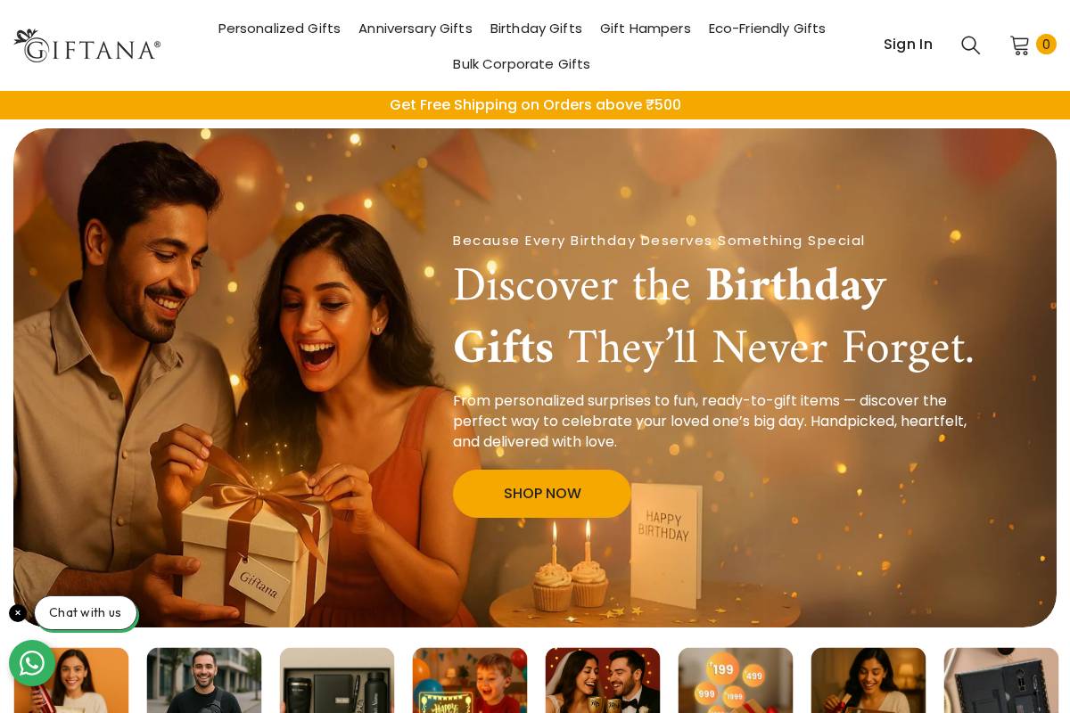 Giftana homepage screenshot