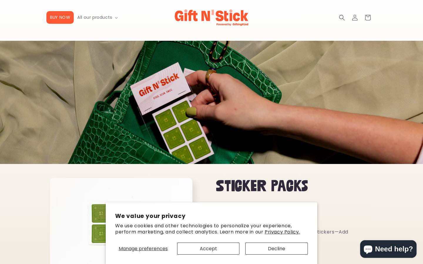 giftandstick.com homepage screenshot
