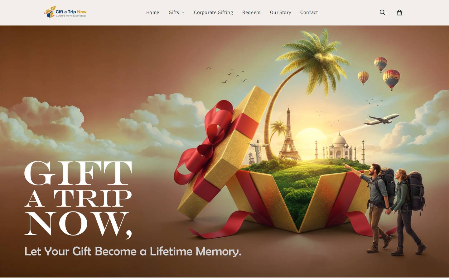 giftatripnow.com homepage screenshot
