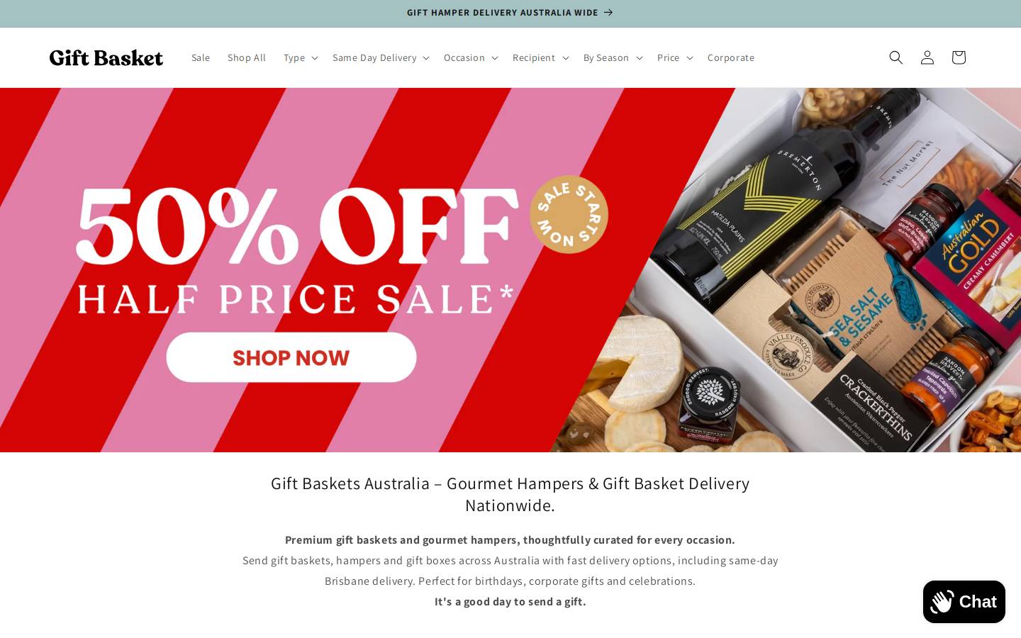 Gift Basket homepage screenshot